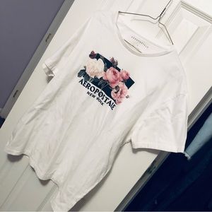 White Rose Print Aeropostale Graphic Tee